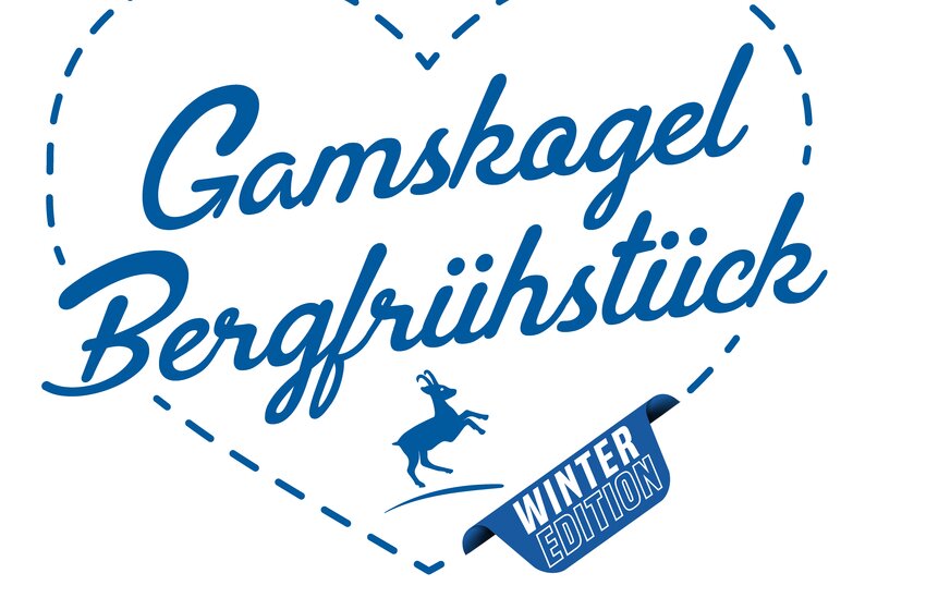 Logo with heart shape, text “Gamskogel mountain breakfast – winter edition” and jumping chamois | © Zauchensee Liftgesellschaft Benedikt Scheffer GmbH